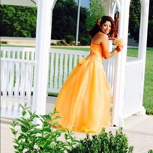 My Quinceañera dress- including bouquet.